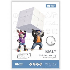 BLOK TECHNICZNY BIAŁY A4 10 KARTEK HAPPY COLOR