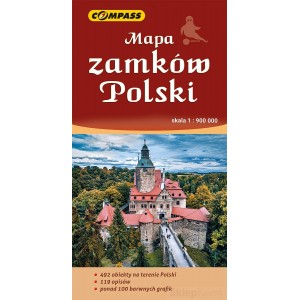 MAPA ZAMK&Oacute;W POLSKI 1:900 000 COMPASS 492 OBIEKTY