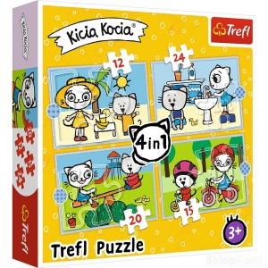 TREFL 34372 PUZZLE 4w1 DZIEŃ KICI KOCI