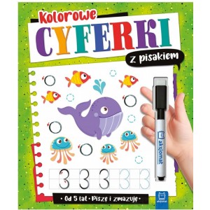 KOLOROWE CYFERKI Z PISAKIEM PISZĘ I ZMAZUJĘ 5+ AKSJOMAT