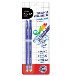 KIDEA DŁUGOPISY WYMAZYWALNE NIEBIES. 2SZT BLISTER