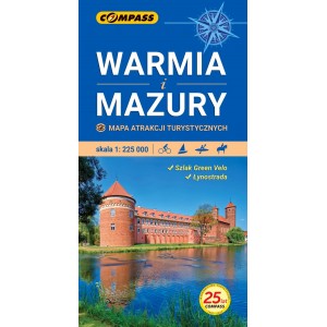 MAPA ATRAKCJI TURYSTYCZNYCH WARMIA I MAZURY 1:225 000 COMPASS W.3