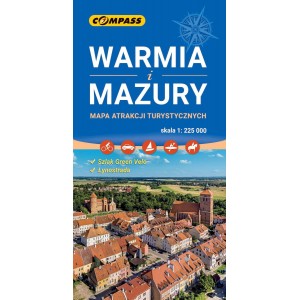 MAPA ATRAKCJI TURYSTYCZNYCH WARMIA I MAZURY 1:225 000 COMPASS W.3