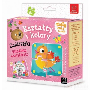 MAŁY MIŚ TO LUBI! KSZTAŁTY I KOLORY ZWIERZĄTKA UKŁADANKA +KSIĄŻKA AKSJOMAT