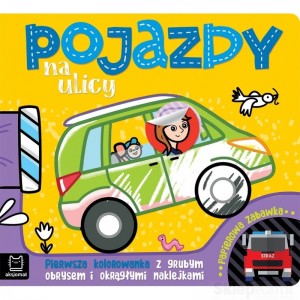 POJAZDY NA ULICY KOLOROWANKA Z GRUBYM OBRYSEM I NAKLEJKAMI AKSJOMAT