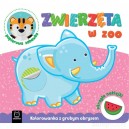 ZWIERZĘTA W ZOO KOLOROWANKA Z GRUBYM OBRYSEM NAKLEJKI AKSJOMAT