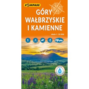 MAPA GÓRY WAŁBRZYSKIE KAMIENNE LAMINOWANA COMPASS
