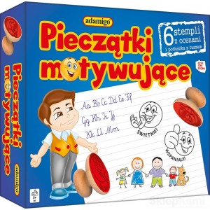 ADAMIGO PIECZĄTKI MOTYWUJĄCE 6 SZT DREWNIANYCH STEMPLI + PODUSZKA DO TUSZU