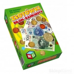 ZŁOTÓWKI BILON I BANKNOTY DO ZABAWY DO NAUKI PIENIĄDZE MULTIGRA